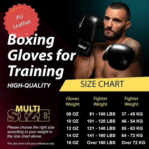 Vista 4 de Kruzak - Juego de guantes de boxeo y guantes de boxeo para kickboxing y Muay Thai MMA, kit de fitness con almohadillas de boxeo para artes marciales