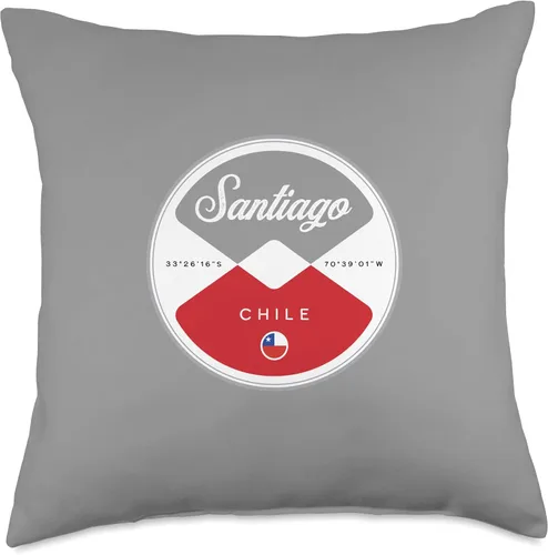 Vista 4 de Santiago Chile Retro Trendy Throwback Santiago Chile Circle Graphic Throw Pillow, 16x16, Multicolor