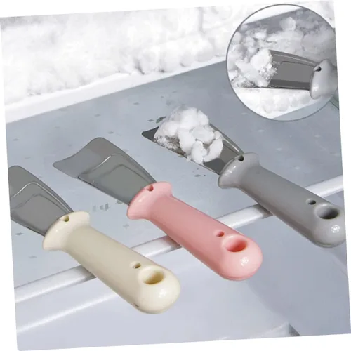 Vista 4 de Vaguelly Raspador de hielo para congelador, raspador de hielo, raspador de hielo de plástico, pala de acero inoxidable, refrigerador, raspador