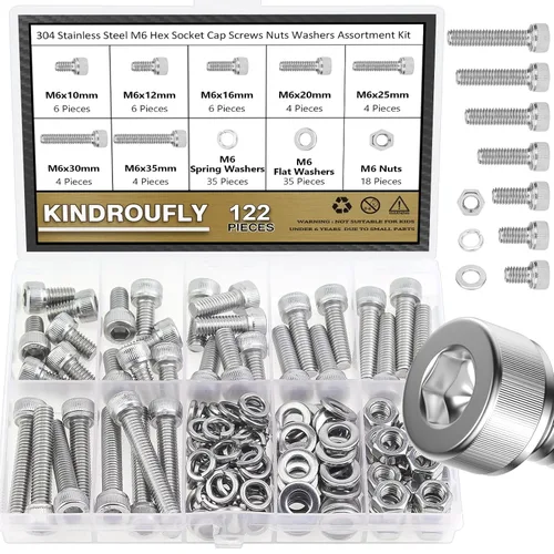 Vista 13 de Kit surtido de 542 piezas de tornillos de cabeza de botón M3 x 6/8/12/16/20/25/30mm, tornillos, tuercas y arandelas, acero inoxidable 304, rosca