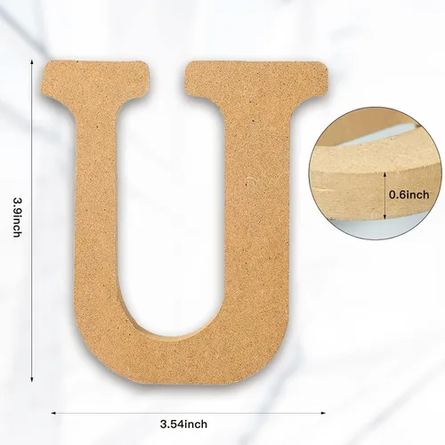 Vista 2 de AOCEAN Letras de madera diseñables de 4 pulgadas, letras de madera sin terminar para decoración de pared, letras decorativas de pie en rodajas