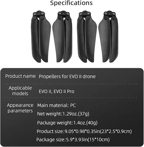 Vista 5 de Hélices de bajo ruido compatibles con Autel Robotics EVO II/Pro/EVO 2 Pro/EVO 2 Pro/EVO 2 Drone Hélices cuchillas de liberación rápida alas