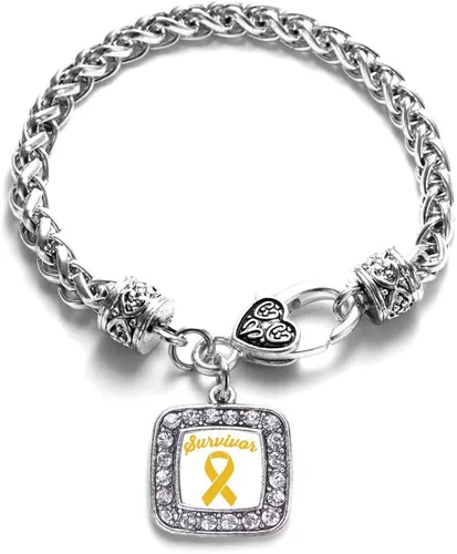 Vista 116 de Pulsera de dijes cuadrados de plata con joyería de circonita cúbica