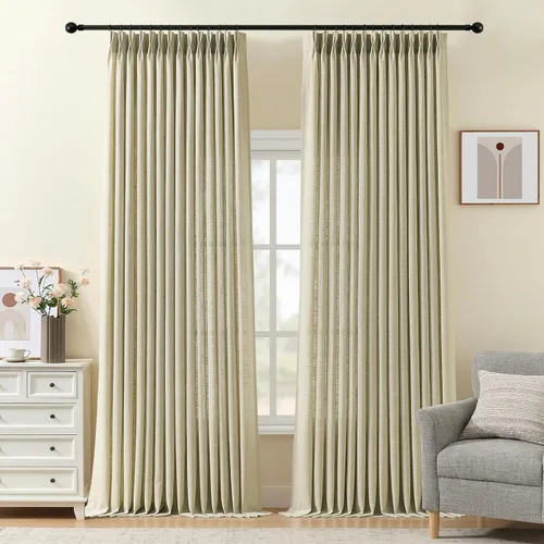 Vista 39 de Cortinas plisadas de lino semitransparentes de 96 pulgadas, filtrado de luz Natural