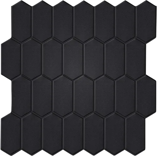 Vista 9 de Azulejos negros mate para despegar y pegar estilo metro para cocina, diseño más grueso, azulejos adhesivos para pegar en la sala de estar, azulejos