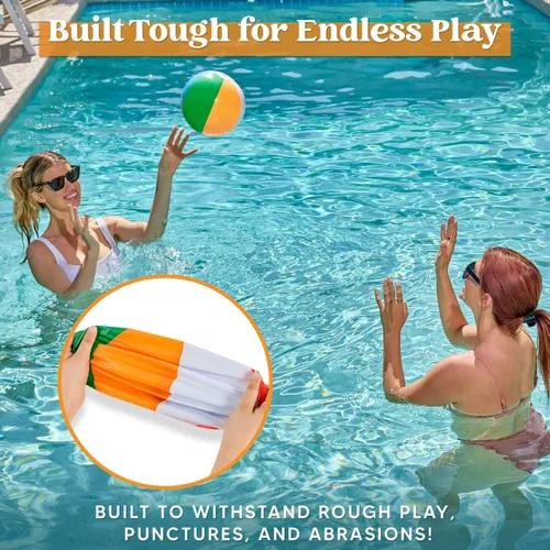 Vista 7 de JOYIN Paquete de 12 pelotas de playa de 12 pulgadas, juguetes inflables clásicos a granel para piscina, juegos de adultos y niños, suministros