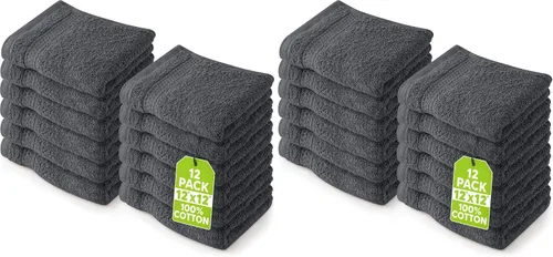 Vista 22 de Paños Utopia Luxury de 100% algodón ringspun y de cuidado fácil para máxima suavidad y absorción. Paquete de 12 (13 in x 13 in)