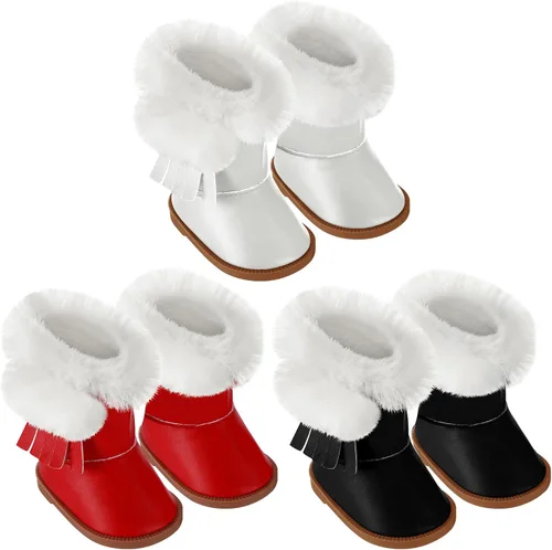 Vista 8 de Bencailor - 3 pares de botas de muñeca de 18 pulgadas, nieve de invierno Negro Blanco Marrón
