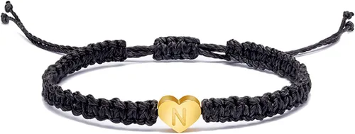 Vista 6 de Personalized 26 Initial Bracelet Copper Heart Letter Woven Bracelet Heart Charm Bracelet Woven Bracelet For Men Women Girls