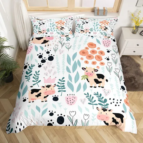 Vista 32 de Erosebridal Juego de ropa de cama individual de animales de la selva para niñas y niños, funda de edredón de elefante oso, tigre, león, safari