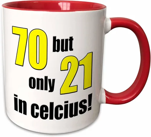 Vista 8 de 3dRose 70 but only 21 in Celsius. Yellow. 11oz Two-Tone Black Mug