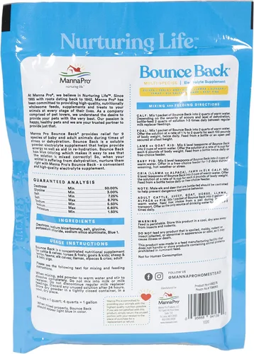 Vista 2 de Manna Pro Suplemento Bounce Back Electrolito multiespecie 4 onzas Multi-Species Electrolyte Supplement, Supports Hydration During Stress