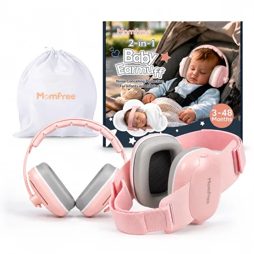 Vista 13 de Orejeras 2 en 1 para bebés, protección auditiva para bebés y niños Rosa panda