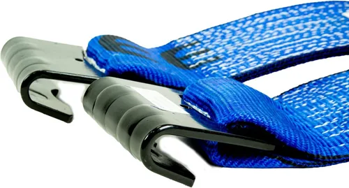 Vista 4 de Mytee Products Correas de amarre de trinquete con ganchos planos, correas de trinquete de 4 pulgadas x 30 pies color azul 16,200 libras