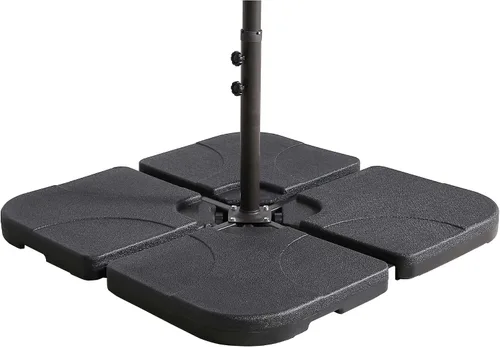 Vista 3 de WO Home Furniture Patio LED Umbrella 10ft Cantilever, Stand, Base Kits Verde oscuro