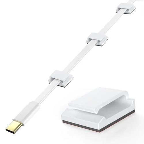 Vista 7 de AGPTEK Clips para cables Ethernet, 60 PIEZAS clips adhesivos para cables, clips planos para cables, soporte pequeño para cables de red Ethernet