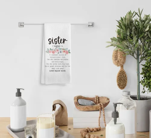 Vista 4 de Regalos para Hermanas Toallas de Cocina y Paños de Cocina, Las Mejores Toallas de Mano para Hermanas Paños de Cocina para Baño y Cocina, 16x24