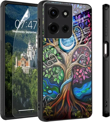 Vista 21 de Funda para Motorola Moto Edge 2022, cubierta trasera de vidrio templado con protector de pantalla, funda protectora a prueba de golpes para Motorola