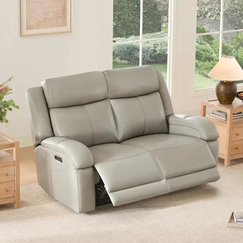 Vista 28 de Watson & Whitely Sofá reclinable eléctrico de piel auténtica, sofás reclinables de pared de 3 plazas con consola de almacenamiento, reposacabezas