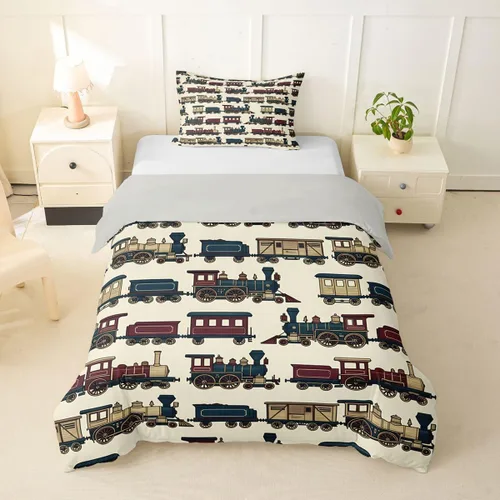 Vista 23 de Feelyou Race Car Duvet Cover Twin Size Boys Girls Speed Sports Car Bedding Set Breathable Soft Racing Comforter Cover 2Pcs Black White Checked Azure