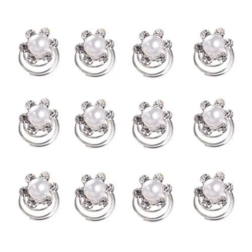 Vista 13 de Vpang 12 horquillas en espiral para el cabello, espirales, espirales, pinzas para el cabello para boda, novia, diamantes de imitación de perla, Tipo