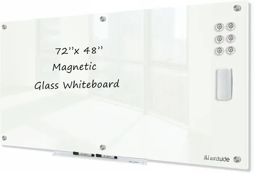 Vista 27 de J&J worldwide Pizarra blanca de vidrio magnético negro de 47 x 35 pulgadas, sin marco, de vidrio templado, borrado en seco, para montaje en pared