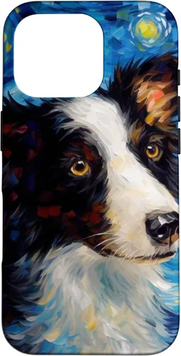 Vista 20 de iPhone 16 Border Collie Starry Night Van Gogh Border Collie Case