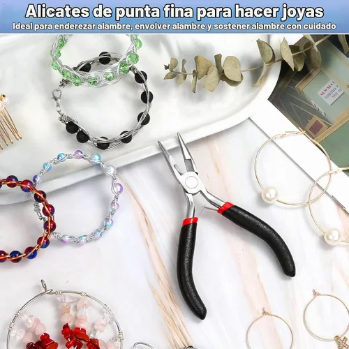 Vista 6 de Billbotk Alicates de Punta de Aguja para Hacer Joyería, Alicates de Punta Larga para Artesanía, Alicates de Punta de Aguja para Hacer Joyería