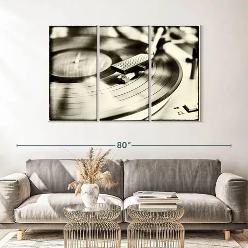 Vista 119 de Elephant Stock BW - Reproductor de discos de vinilo para pared, lienzo horizontal, decoración de pared de sala de estar de 3 piezas, impresión
