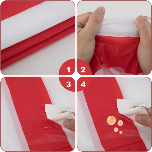 Vista 3 de peony man Mantel de plástico a rayas rojas y blancas, mantel rectangular impermeable para carnaval y circo, para decoración de días festivos