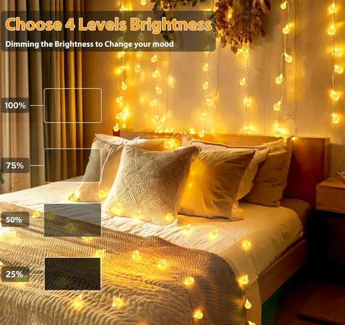 Vista 3 de OMIKA Luces de Cadena de Interior que Cambian de Color con Enchufe USB, 16.5 pies 50 LEDs Luces de Hadas de Globo de Cristal con Control Remoto