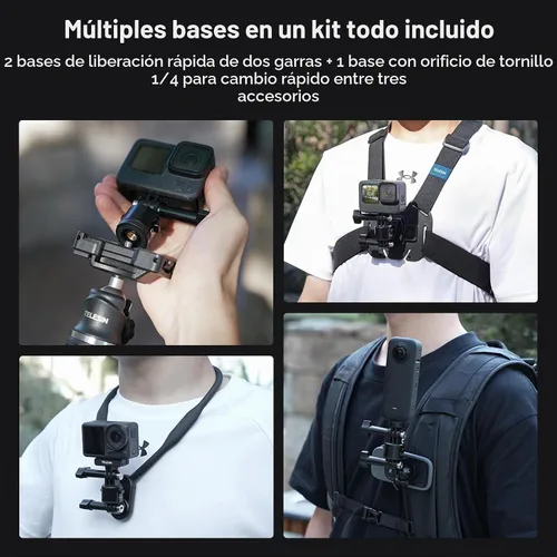 Vista 4 de TELESIN Base de adaptador de montaje para accesorios GoPro, montaje magnético de trípode de cámara de liberación rápida para DJI Action Osmo 3/4/5