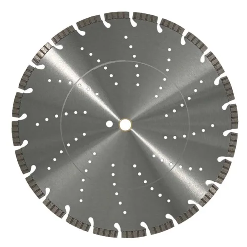 Vista 7 de Hoja de sierra segmentada de diamante de 4" para hormigón, ladrillo, bloque y mampostería Altura del segmento de 0.394 in, eje de 7/8"-5/8", grano