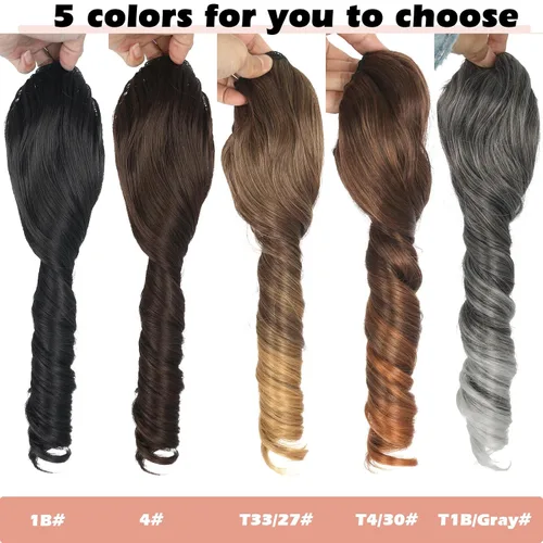 Vista 3 de KRSI Extensión de cola de caballo corta con cordón de 14 pulgadas para mujeres negras, cabello negro rizado, cola de caballo ondulada, piezas