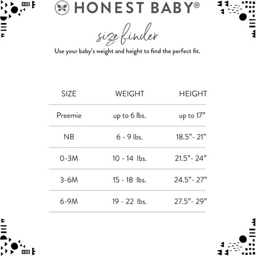 Vista 7 de HonestBaby Pijama de una pieza con cremallera frontal y pies para bebé niña