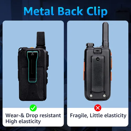 Vista 6 de Retevis RT19 Mini Walkie Talkie, Walkie Talkies con auricular, 1300 mAh, clip de metal, portátil, radio bidireccional compacta para adultos