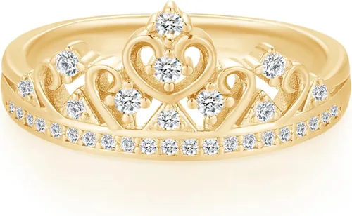 Vista 2 de AFFY Circonita cúbica blanca de corte redondo, moissanita creada, diamante cultivado en laboratorio o diamante natural corona de princesa anillo