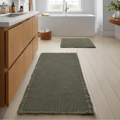Vista 22 de JIUZHEN Tapete de Baño Mejorado con Diseño de Gofre Súper Absorbente Tapetes de Baño Antideslizantes Alfombras de Baño Lavables a Máquina de Secado