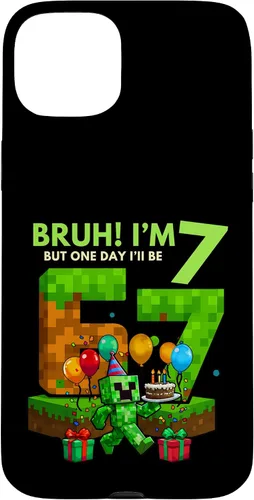 Vista 9 de Bruh I'm 7 But One-Day I'll Be 67 Retro 7th Birthday Kids Case for iPhone 17
