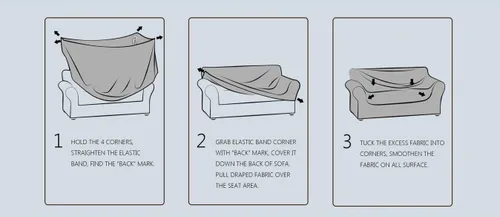 Vista 2 de Luxury Home Juego de fundas protectoras para sofá, elastano elástico, antideslizante, para muebles de 3/2 cojines