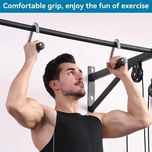 Vista 3 de Asas para dominadas, agarre de mango de fitness, asas plateadas resistentes en forma de C, barra de entrenamiento de fuerza para gimnasio, agarre