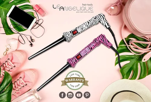 Vista 4 de Le Angelique Varita rizadora de cerámica cónica de 1/4 a 3/4 pulgadas para cabello fino y rizos apretados, rizador profesional sin clip