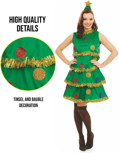 Vista 4 de fun shack Womens Christmas Tree Costume For Women, Christmas Tree Outfit Adult, Christmas Tree Costumes For Women