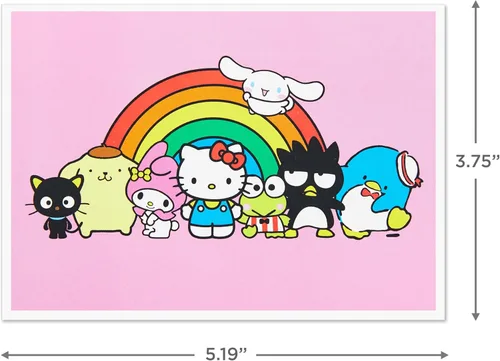 Vista 3 de Hallmark Sanrio - Tarjetas de Hello Kitty (12 tarjetas en blanco con sobres) para cumpleaños, regreso a la escuela, cualquier ocasión