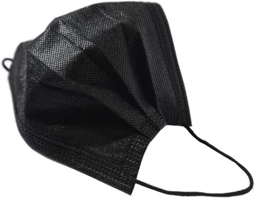 Vista 5 de Mascarillas desechables, paquete de 50, negro, 3 capas, uso diario individual, máscara facial para mujeres y hombres, Negro