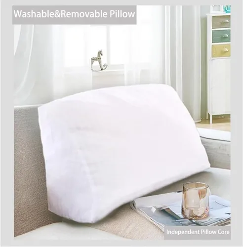 Vista 2 de Almohadas de cuña para cabecero, almohada de lectura triangular, almohadas de respaldo para reposo en cama, cojín de felpilla suave de color sólido