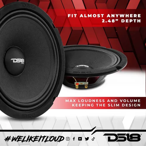 Vista 4 de DS18 PRO-NS6 - Altavoz poco profundo de 6.5 pulgadas, audio para automóvil, rango medio, 300 W máximo, 150 W RMS, 8 ohmios, imán de neodimio