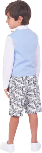 Vista 4 de Izod Conjunto de chaleco de 4 piezas para niño con camisa de vestir corbatín pantalones cortos y chaleco