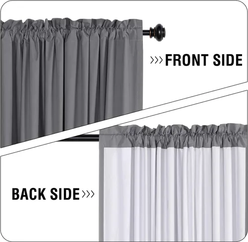 Vista 4 de H.VERSAILTEX Cortinas 100% de opacidad para cocina, con aislamiento térmico, cortinas opacas completas con forro blanco, cortinas de eficiencia