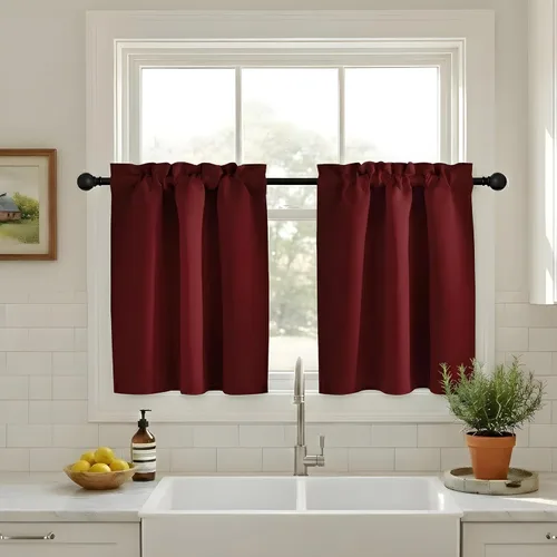 Vista 9 de NICETOWN Cortinas Opacas Cortas - Tratamiento de Ventana con Aislamiento Térmico, Niveles de Cortina Pequeños para Sala de Estar/Cocina, 2 Paneles